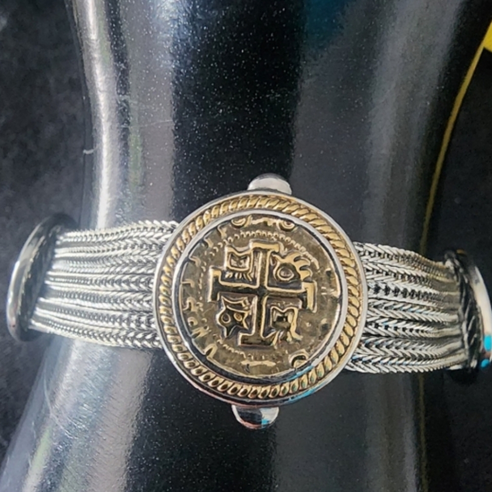 Silver Tone Ship Wreck Natical Coin Replica Bracelet Wedding Beach Jewelry